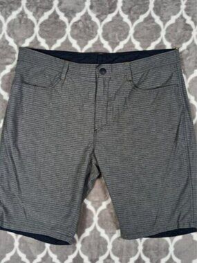 Howe Reversible Travel Shorts Men 38 Blue Gray Stretch Chino
